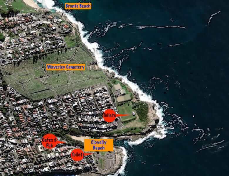 Bronte to Clovely walk map